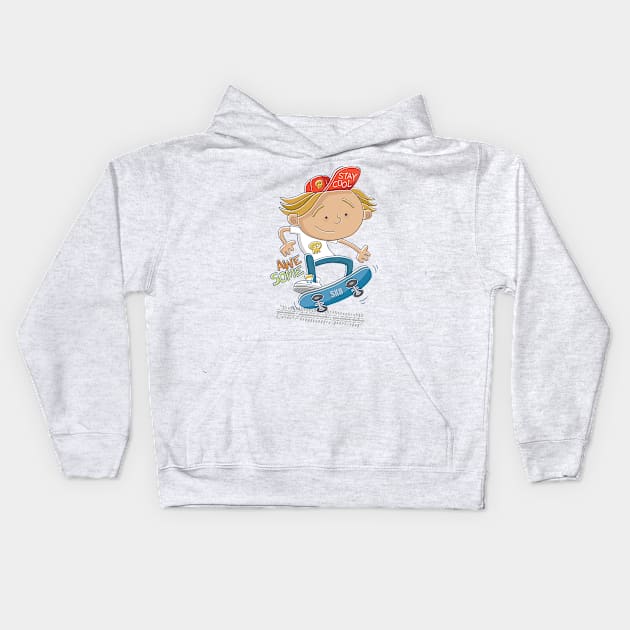 Awesome Skater Dude Kids Hoodie by vaughanduck